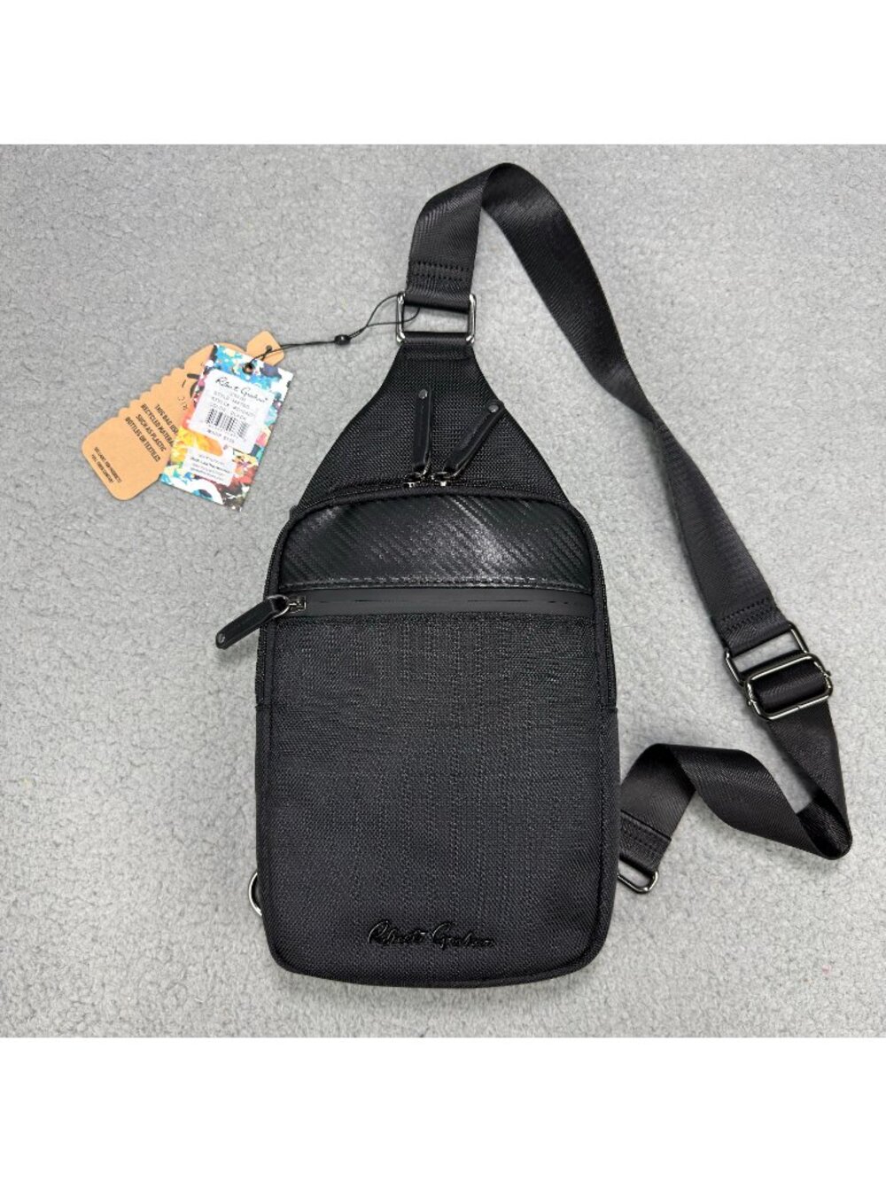 Robert Graham Sling Bag Mens Black Matso Crossbody Ballistic Nylon Backpack